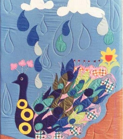 One-of-my-fifty-five-fabric-wall-hangings-for-the-Children's-Ward-at-AKUH.-All--of-them-hung-around-for-25-years-ever-since-the-late-1980s-and-then-removed Design,One of fifty-five wall hangings for the Children's Ward at Aga Khan University Hospital, 1986 (hung there for 25 years), designed and fabricated by: Rumana Husain. Medium: fabric appliqué.